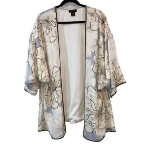AS by DF Floral Embellished Silk Open Front Cardigan Kimonos